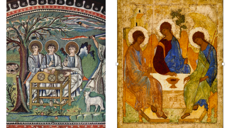 «Ветхозаветная Троица» из Равенны, VI век, мозаика, и письма св. Андрея Рублева, XV век, дерево, темпера